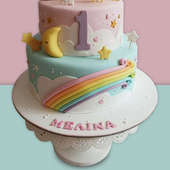 Bottom View of Sunshine And Rainbows Dream Cake - Two Tier Cake