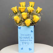 Yellow Rose Flower Box for Husband