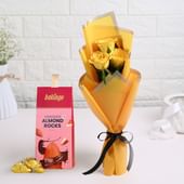 Sunshine Glow Yellow Roses With Almond Rocks