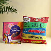 Super Hero Cushion With Cadbury Celebration Box