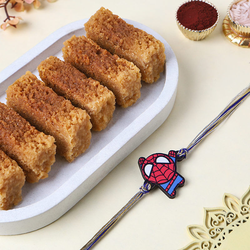 Super Spidey Rakhi With Milk Cake