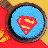 Top view of Superman Designer Birthday Cake