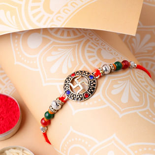 Swastik Rakhi in Swastik Designer Rakhi - One Swastik Rakhi