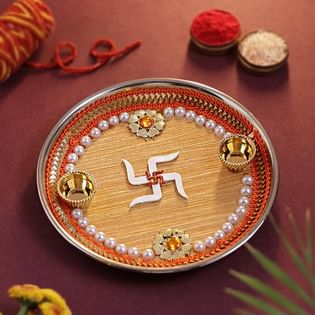 Swastik Golden Pooja Thali