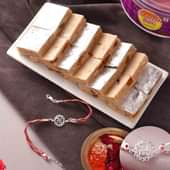 Swastik Sterling Silver Rakhi With Barfi