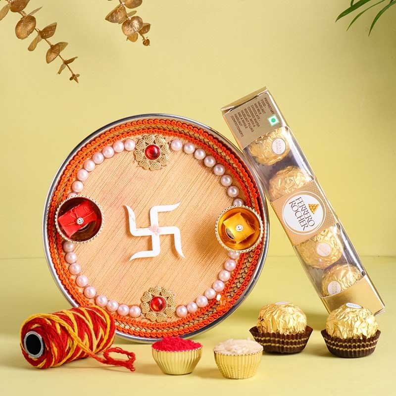 Swastik Tika Thali With Ferrero Rocher Chocolates-UAE