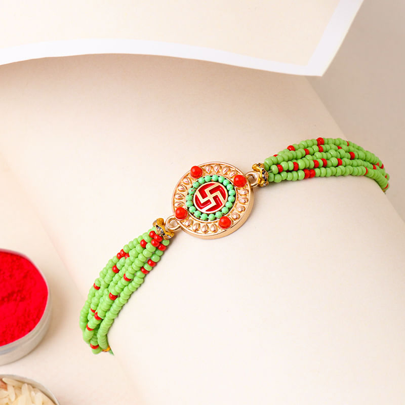 Swastika Beads Bliss Rakhi