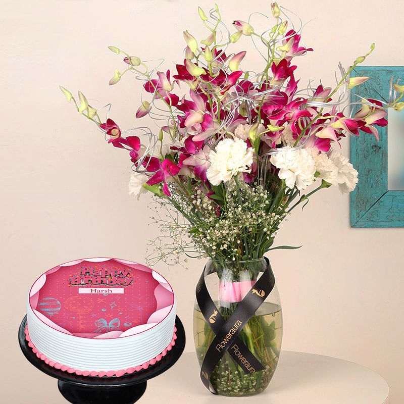 Sweet Floral Bday Surprise: Cake And Flowers Delivery