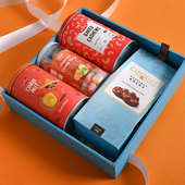 Sweet n Spicy Hamper with baked cashews, corn nuts, fruit candies, and hazelnut rocks.