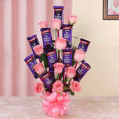 Dairy Milk and Flower Bouquet Combo