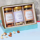 Healthful Wishes - Almonds Cashews Raisins with 2 Designer Diyas and Roli Chawal