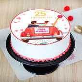 Top view of Happy 25th Anniversary Poster Cake