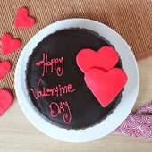 Choco truffle cake with 2 hearts for valentine - Top View