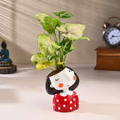 Syngonium Plant In Quirky Girl Ceramic Pot