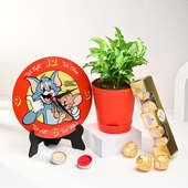 Syngonium Plant N Chocolates With Tom N Jerry Clock
