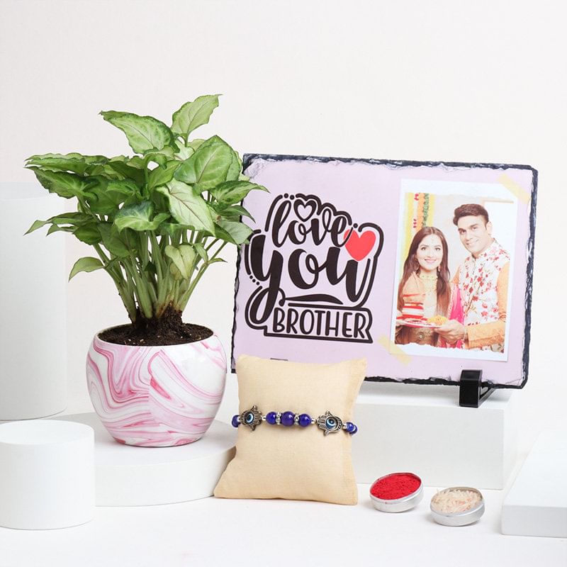 Syngonium Plant With Evil Eye Rakhi N Photo Tile