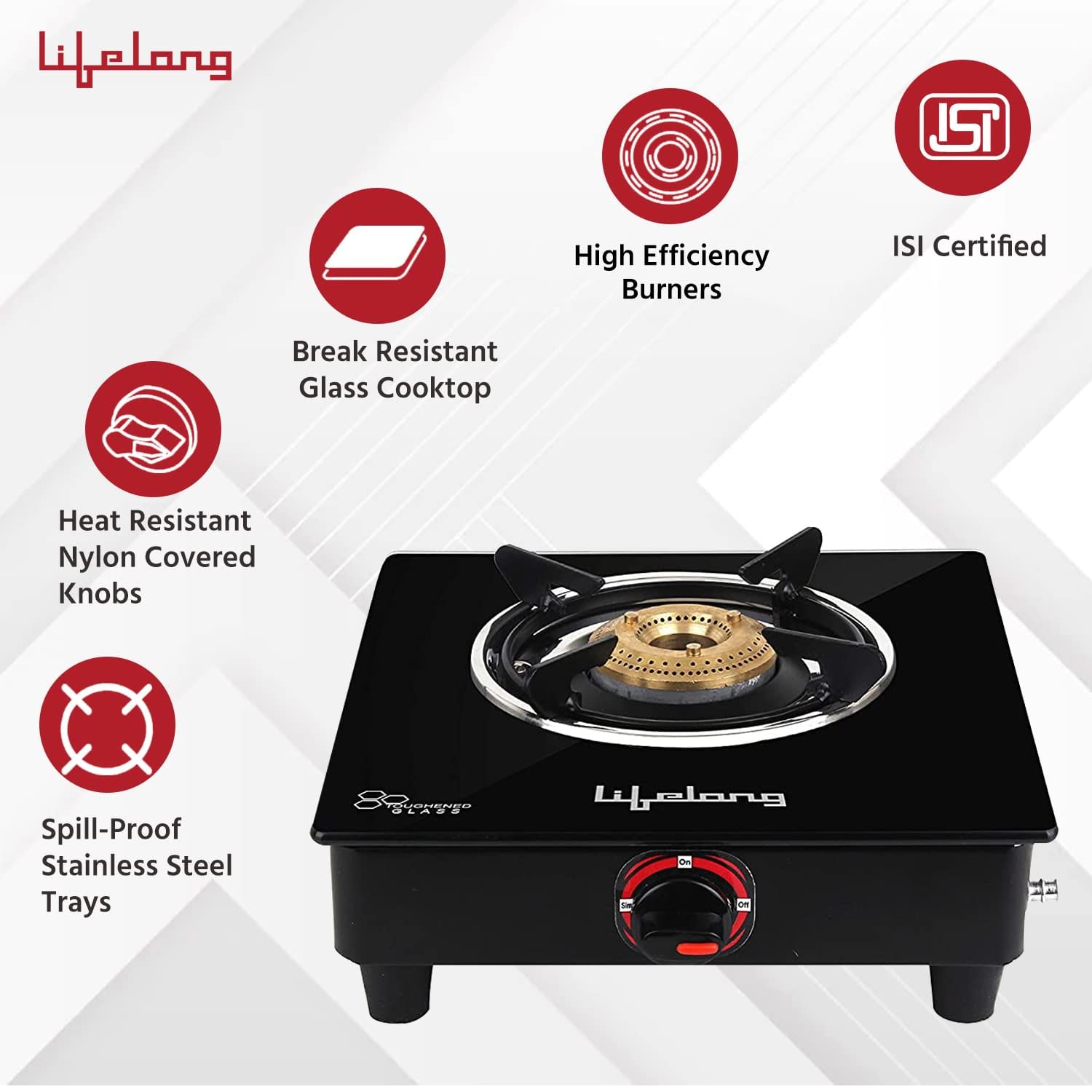 Single Burner Glass Gas Stove