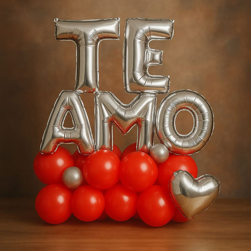 Te Amo Red N Silver Balloon Décor