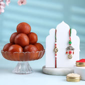 Teardrop Charms Bhaiya Bhabhi Rakhis With Sweets