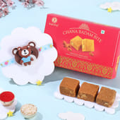 Teddy Bear Kids Rakhi With Chana Badam Bite