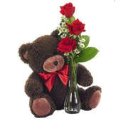 Teddy Bear N Rose Vase