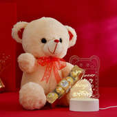 Teddy Bear With Customised Lamp N Chocolate