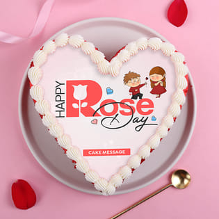 Rose Day Red Velvet Heart Cake