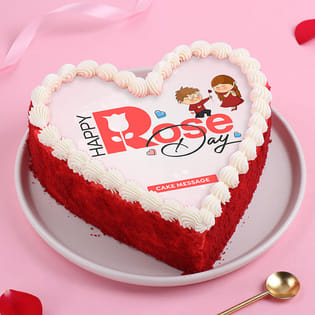 Rose Day Red Velvet Heart Cake