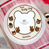 Teddy day special photo cake - Top View