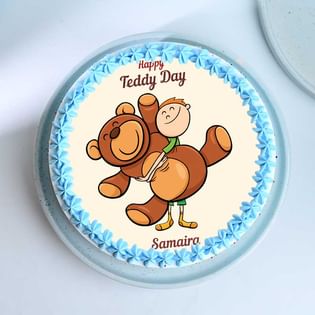 Valentines Teddy Day Photo Cake: Teddy Day Gift 