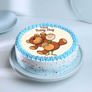 Valentines Teddy Day Photo Cake: Teddy Day Gift 