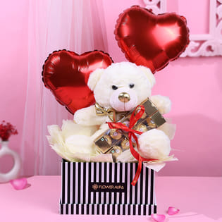 Teddy With Chocolate N Balloon