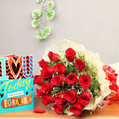 Eighteen Red Roses Bunch with a Card Combo