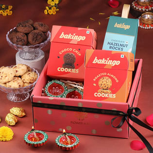 Terracotta Diyas With Cookies N Nutty Rocks
