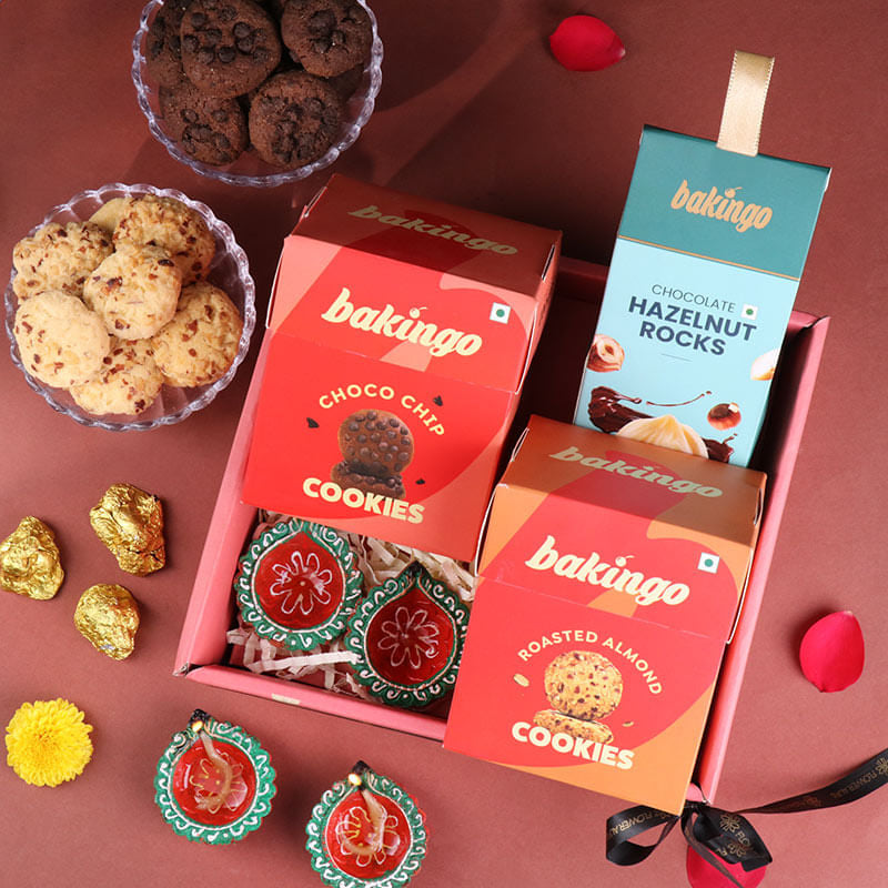 Terracotta Diyas With Cookies N Nutty Rocks