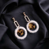Terrazzo And Feather Dangle Earrings for Female