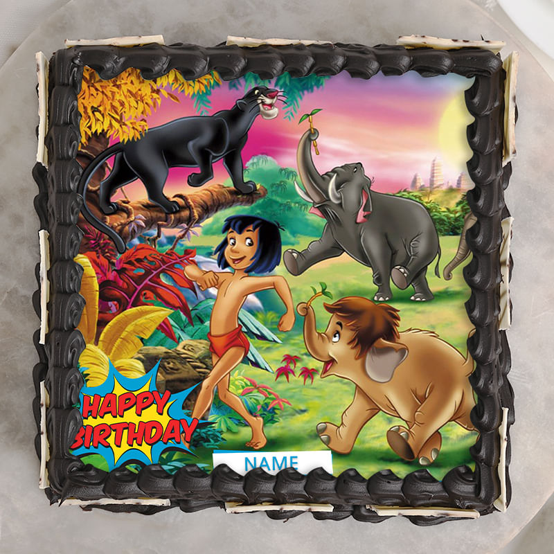 Jungle Book Birthday Photo Cake - Zoom View