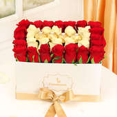 Red Roses with Ferrero Rocher in a Flower Box
