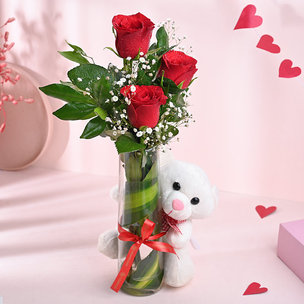 The Romance Of Roses N Teddy Combo