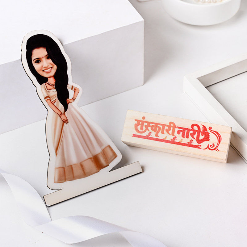 Personalised Caricature with Sanskari Nari Tag 