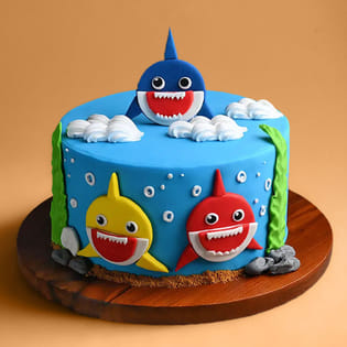 Smiley Sharks Theme Cake