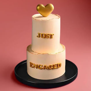 Golden Heart Engagement Cake
