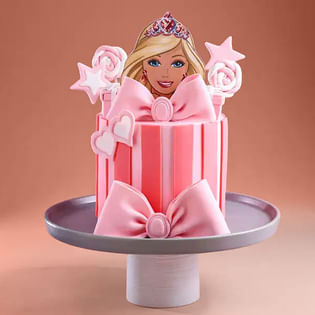 Pink Barbie N Bow Cake