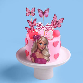 Butterfly N Hearts Barbie Cake