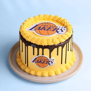 Lakers Chocolate Drip Cake