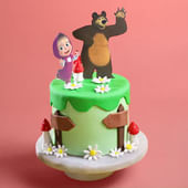 Masha N Bear Forest Scene Cake