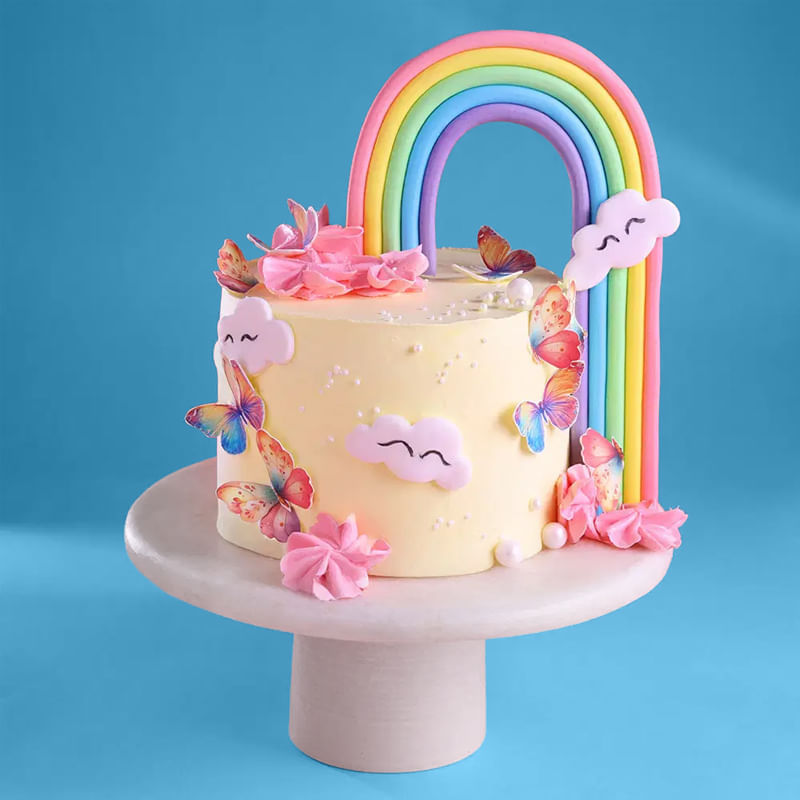 Rainbow N Butterflies Celebration Cake