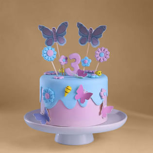 Butterflies N Flowers Theme Cake