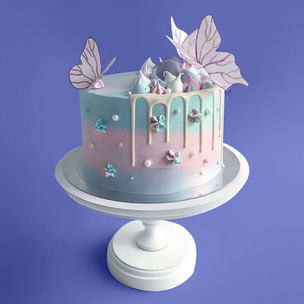 Pastel Butterfly Drip Cake