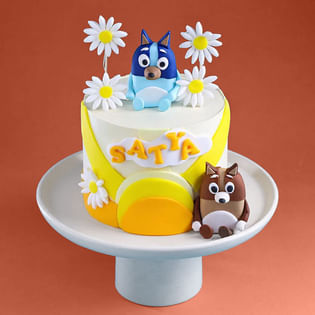 Blooming Bluey Theme Cake